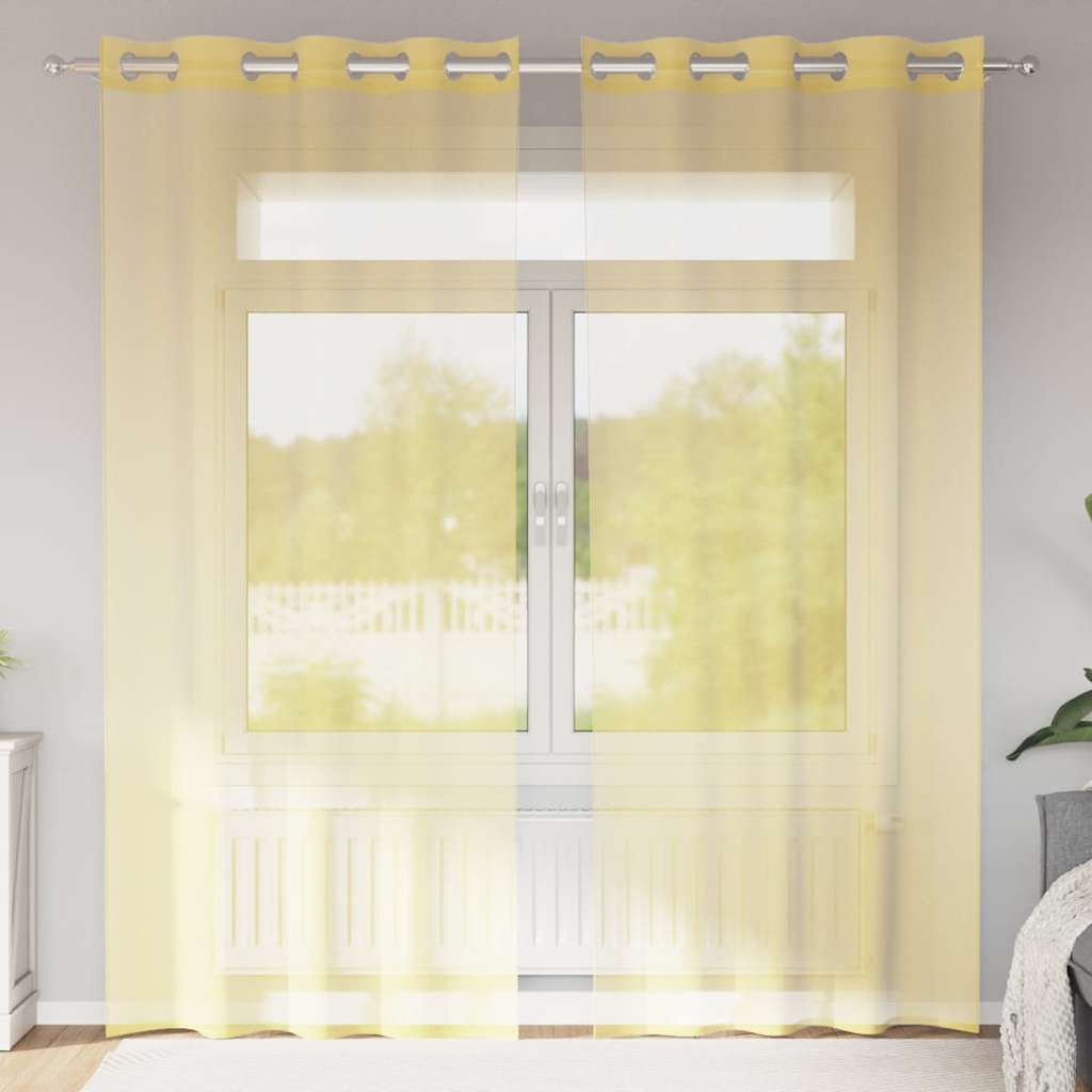 vidaXL Voile Vorhänge mit Ösen 2 Stk. Gelb