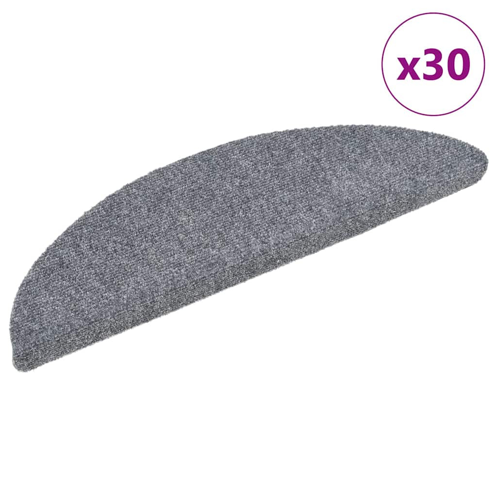 vidaXL Stufenmatten Selbstklebend 30 Stk. 56x17x3 cm Hellgrau Halbrund
