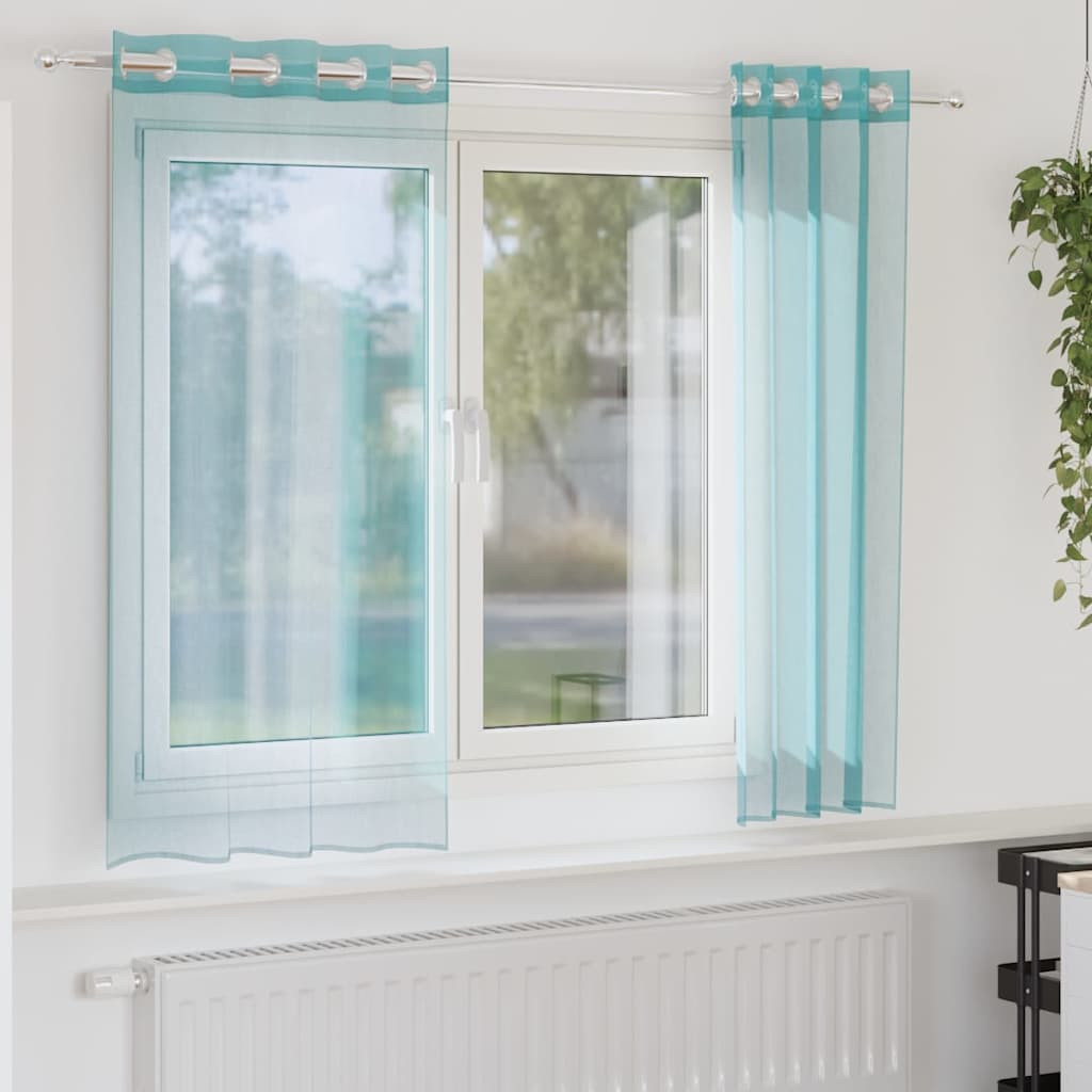 vidaXL Voile Vorhänge mit Ösen 2 Stk. Türkis