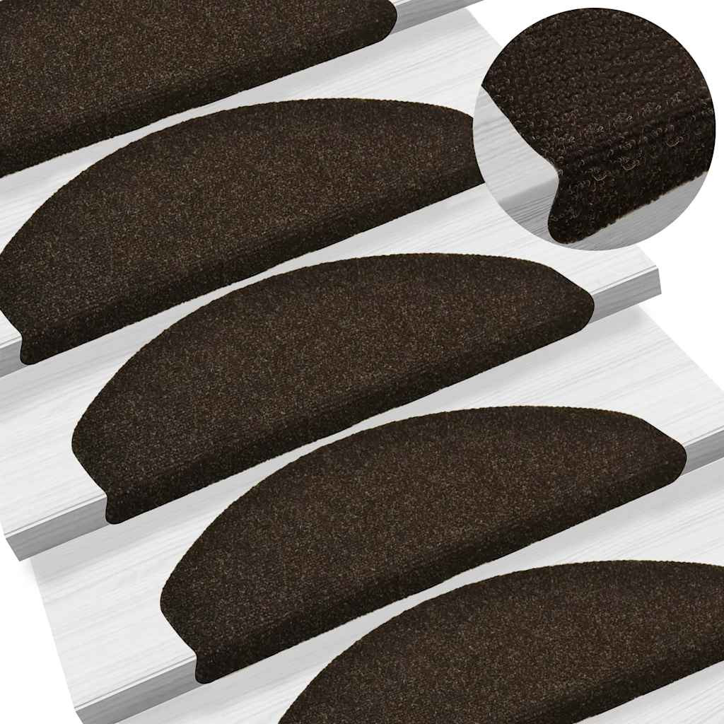 vidaXL Stufenmatten Selbstklebend 30 Stk. 65x21x4 cm Dunkelbraun Halbrund Groß