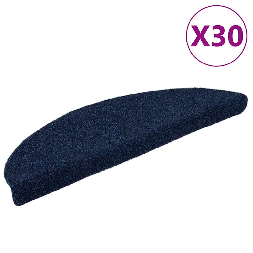 vidaXL Stufenmatten Selbstklebend 30 Stk. 56x17x3 cm Marineblau Halbrund