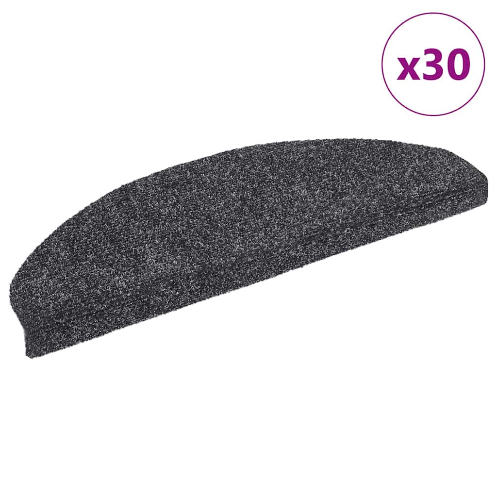 vidaXL Stufenmatten Selbstklebend 30 Stk. 65x21x4 cm Dunkelgrau Halbrund Groß