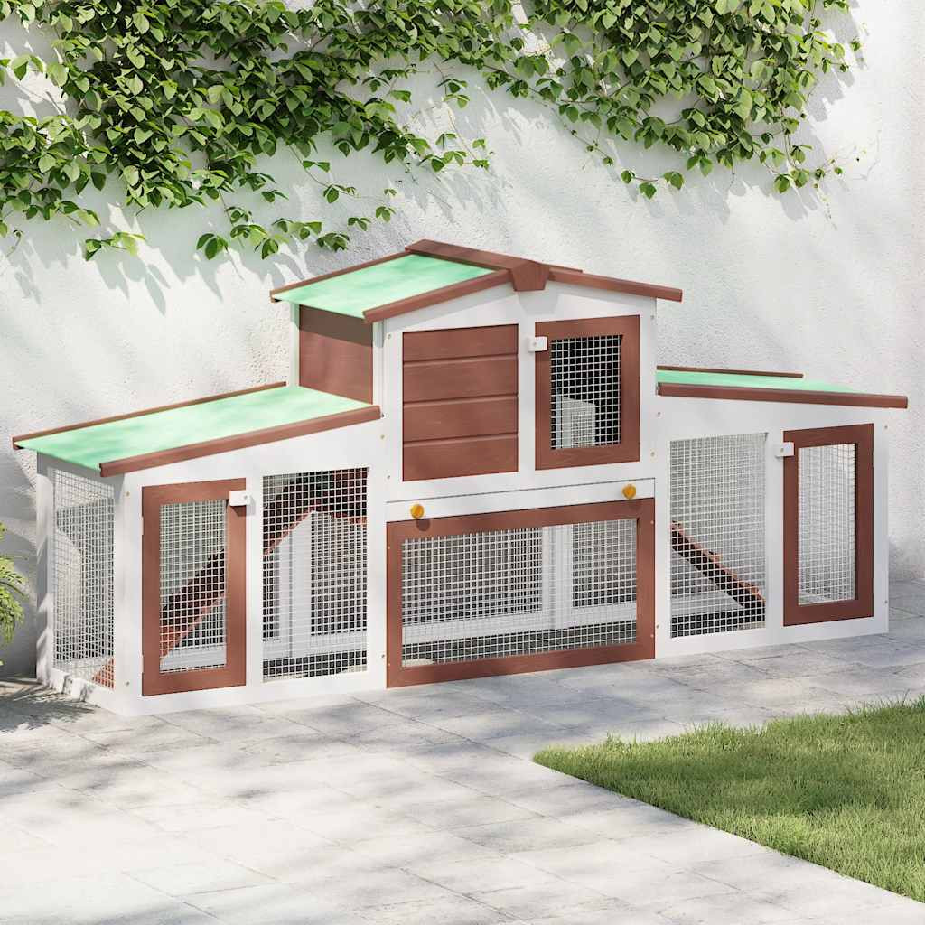 vidaXL Großer Kaninchenstall Braun und Weiß 201x45x85 cm Holz