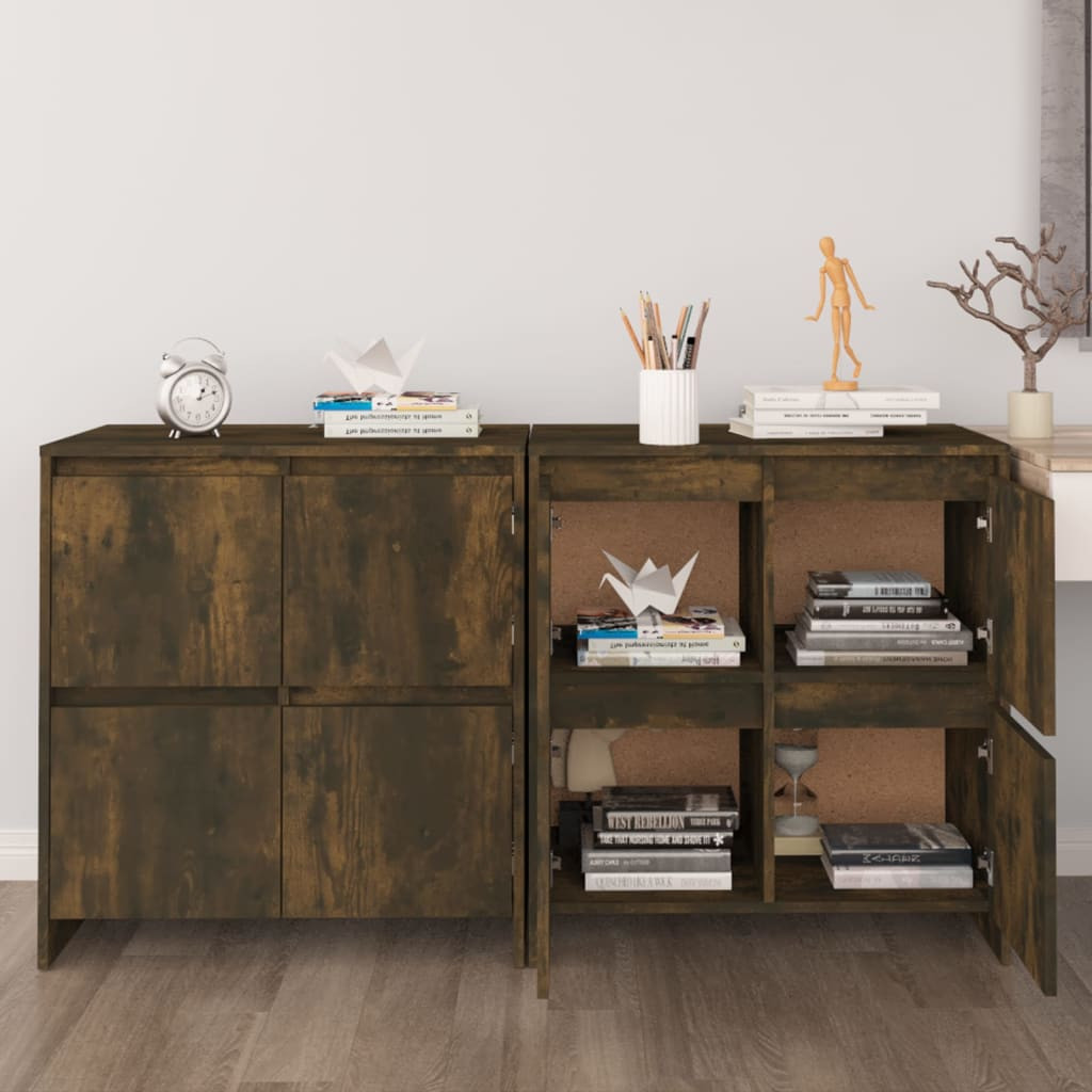 vidaXL Sideboards 2 Stk. Räuchereiche 70x41x75 cm Holzwerkstoff