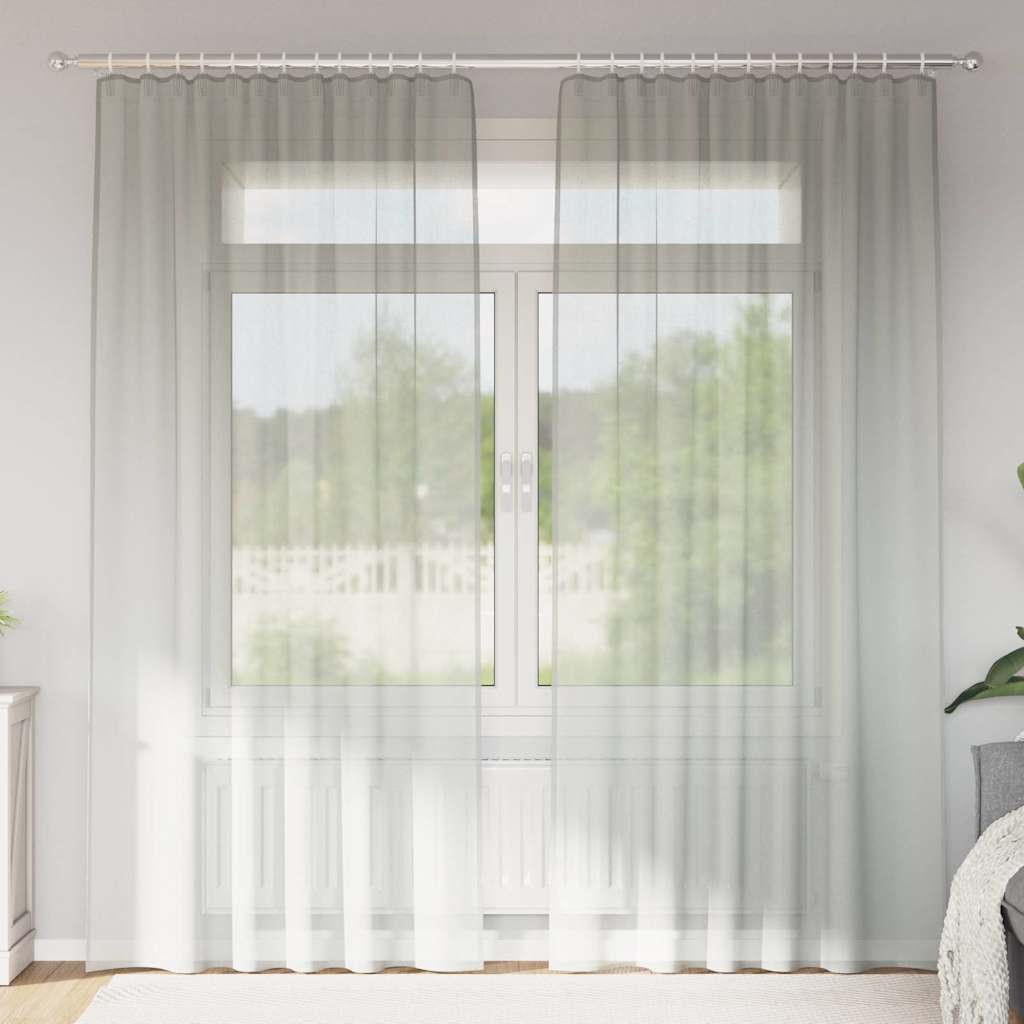 vidaXL Voile Vorhänge mit Stangentaschen 2 Stk. Hellgrau