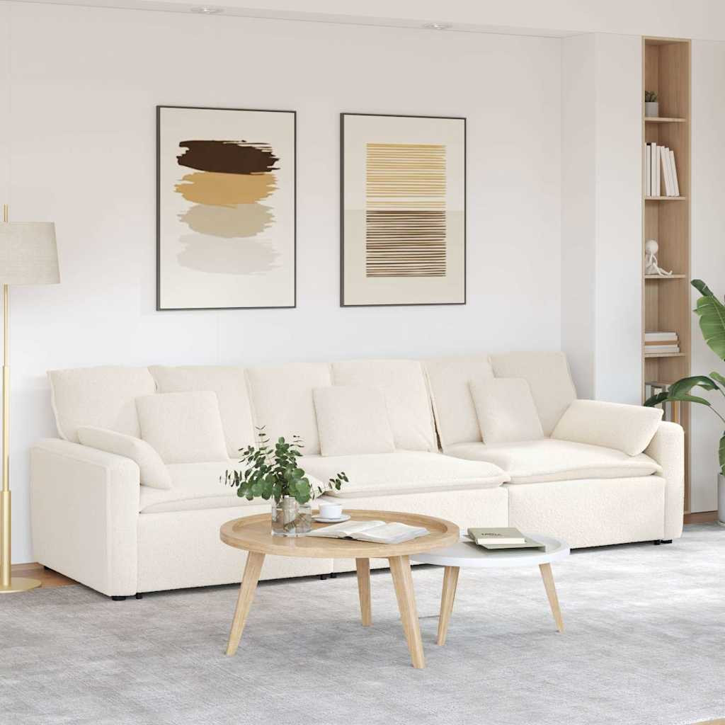 vidaXL Modulares Sofa mit Kissen Cream