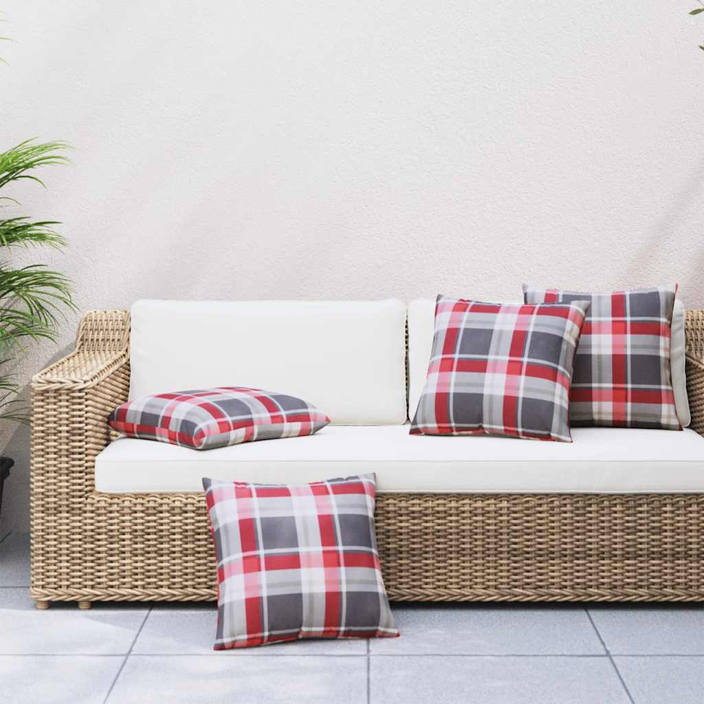 vidaXL Sofakissen 4 Stk. Rot Karomuster 60x60 cm Stoff