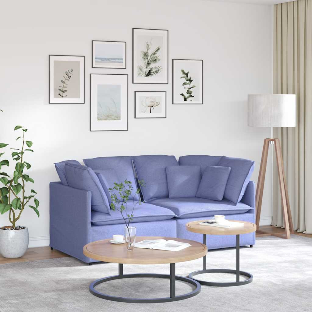 vidaXL Modulares Sofa mit Kissen Stoff Jeansblau