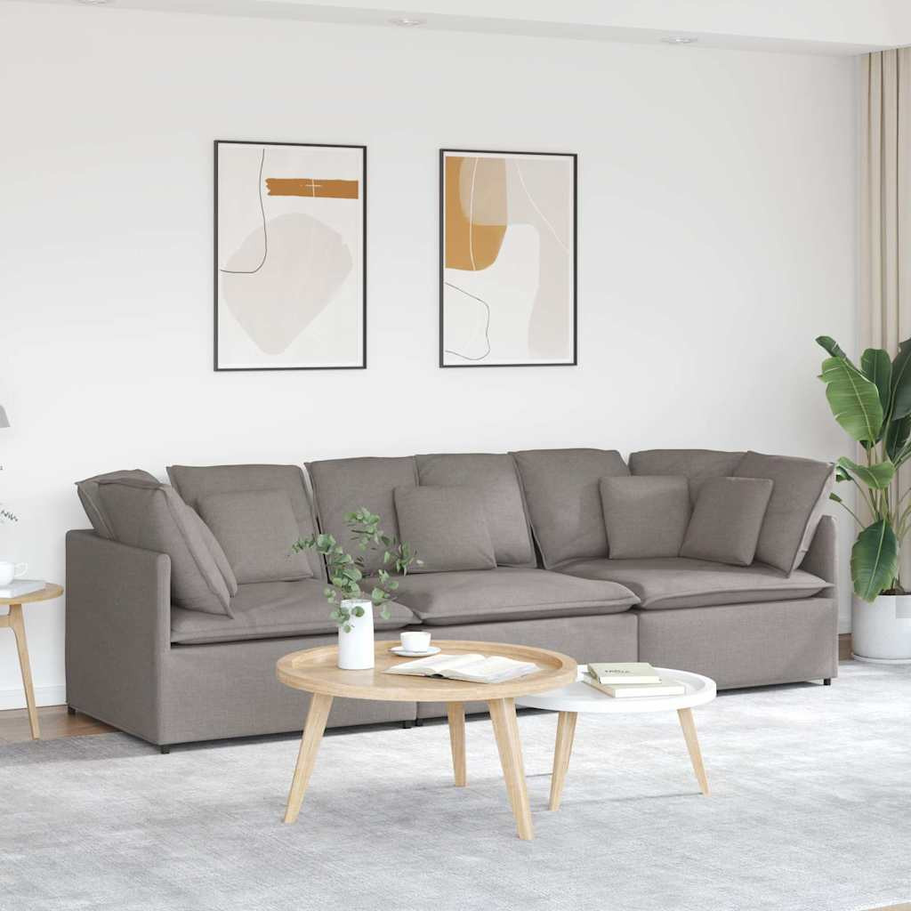 vidaXL Modulares Sofa mit Kissen Stoff Taupe
