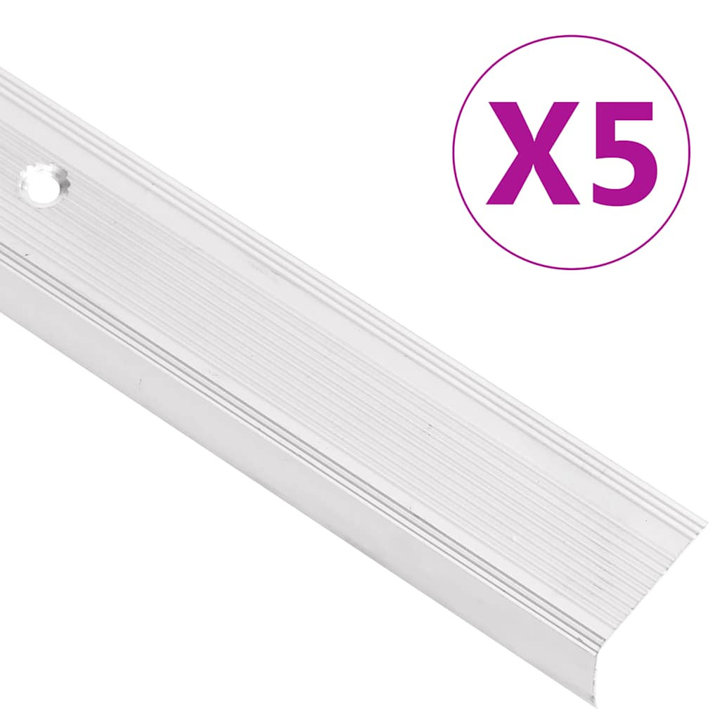 vidaXL Treppenkantenprofile in L-Form 5 Stk. Aluminium 100 cm Silbern