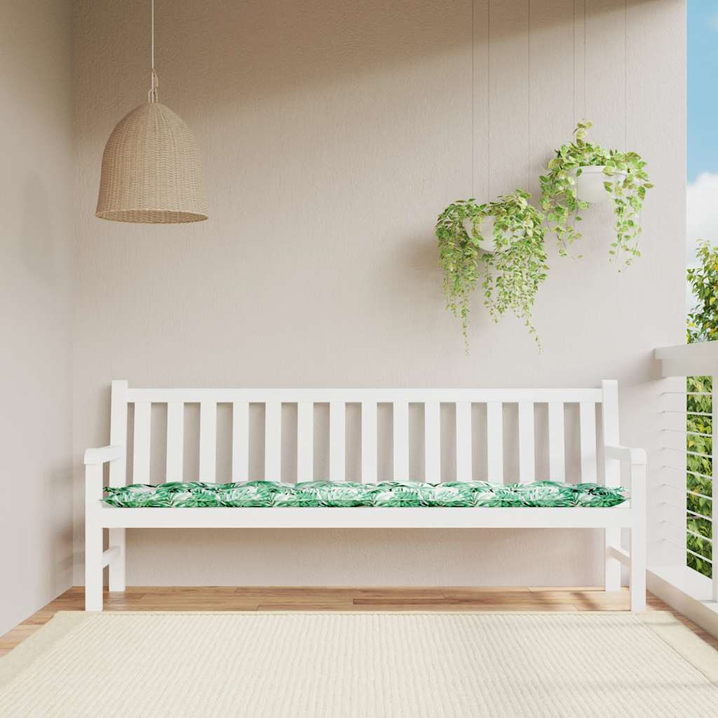 vidaXL Gartenbank-Auflage Blattmuster 200x50x7 cm Oxford-Gewebe
