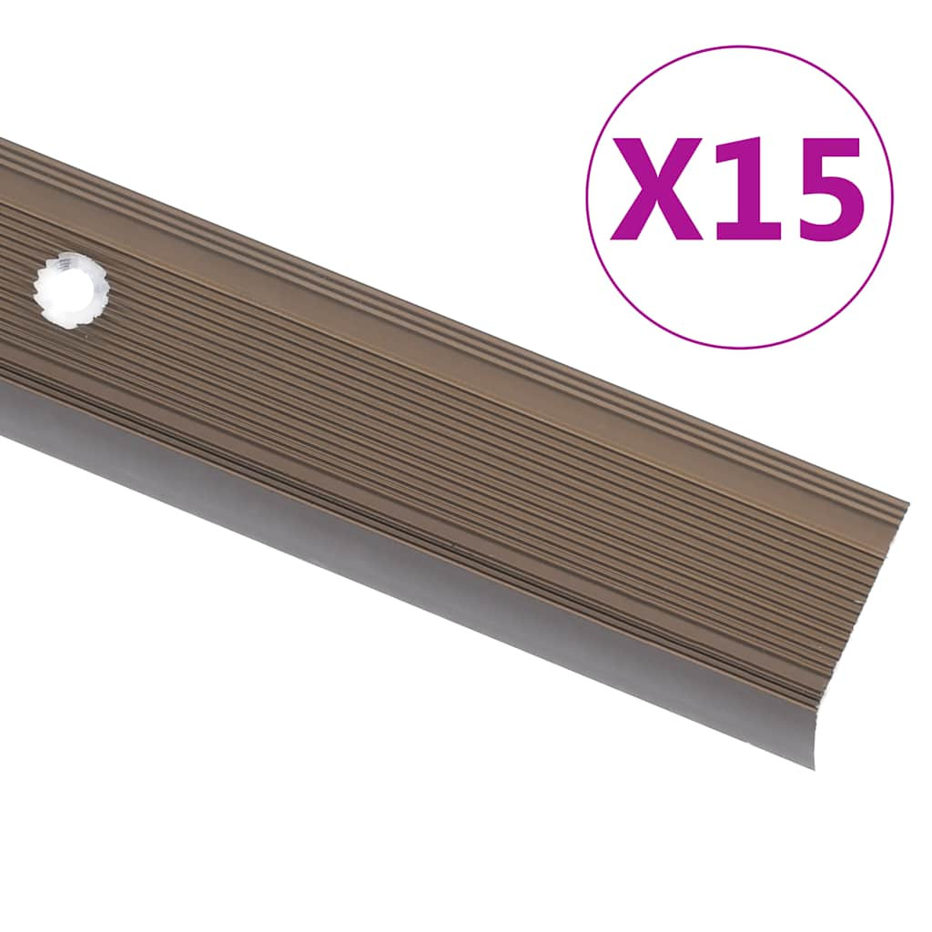 vidaXL Treppenkantenprofil in L-Form 15 Stk. Aluminium 100cm Braun