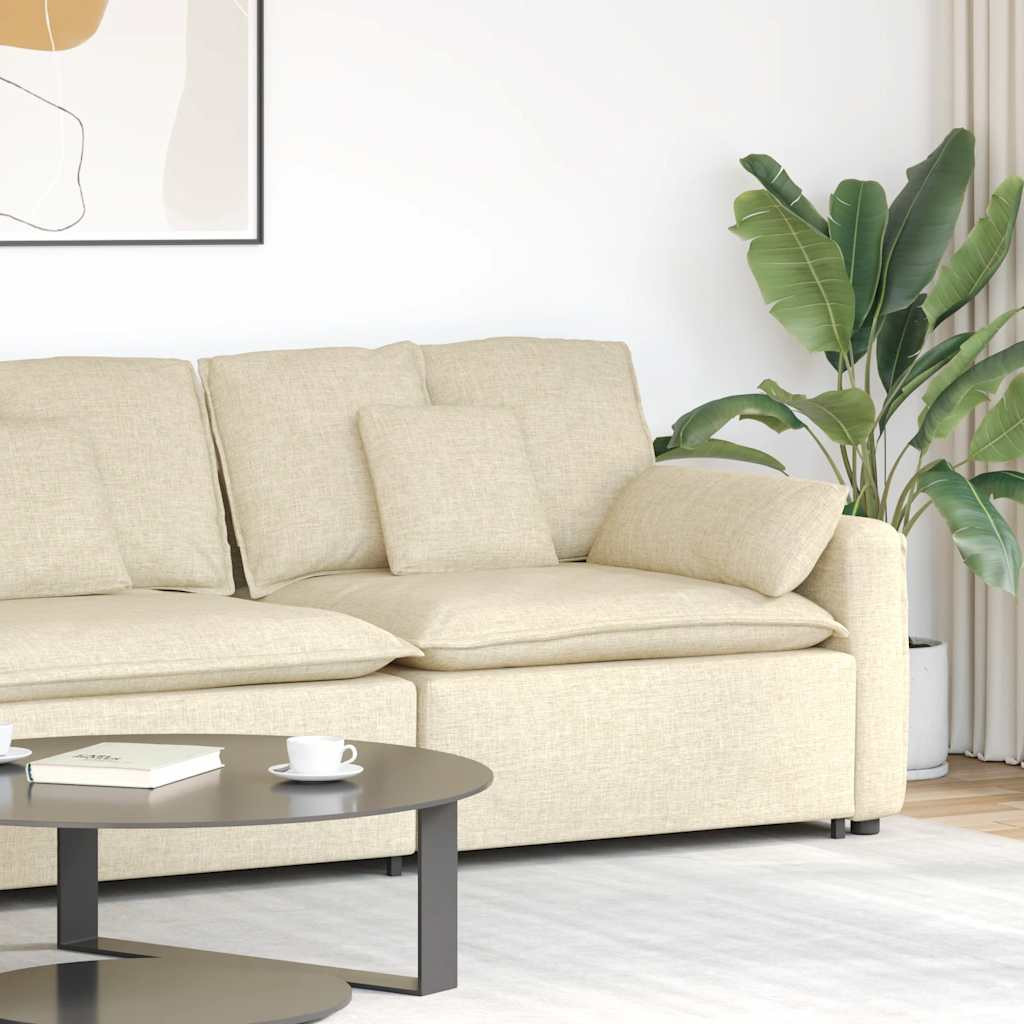 vidaXL Modulares Sofa Endmodul mit Armlehne Kissen Creme 100 cm