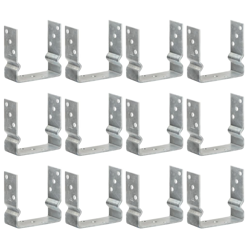 vidaXL Pfostenträger 12 Stk. Silbern 14×6×15 cm Verzinkter Stahl