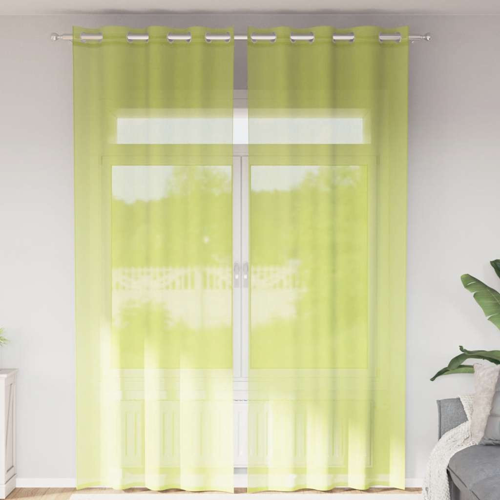 vidaXL Voile Vorhänge mit Ösen 2 Stk. Apfelgrün 140x260 cm