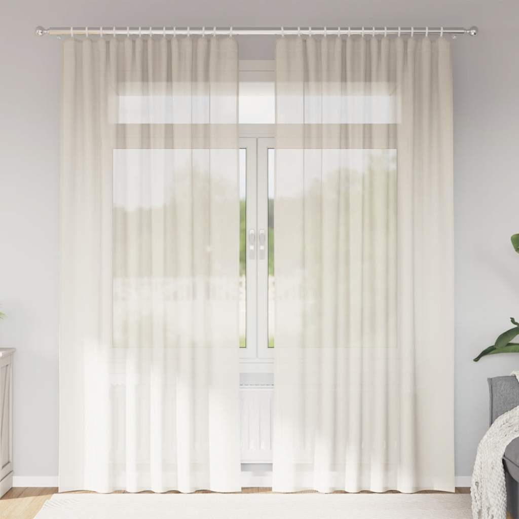 vidaXL Voile Vorhänge mit Stangentaschen 2 Stk. Creme