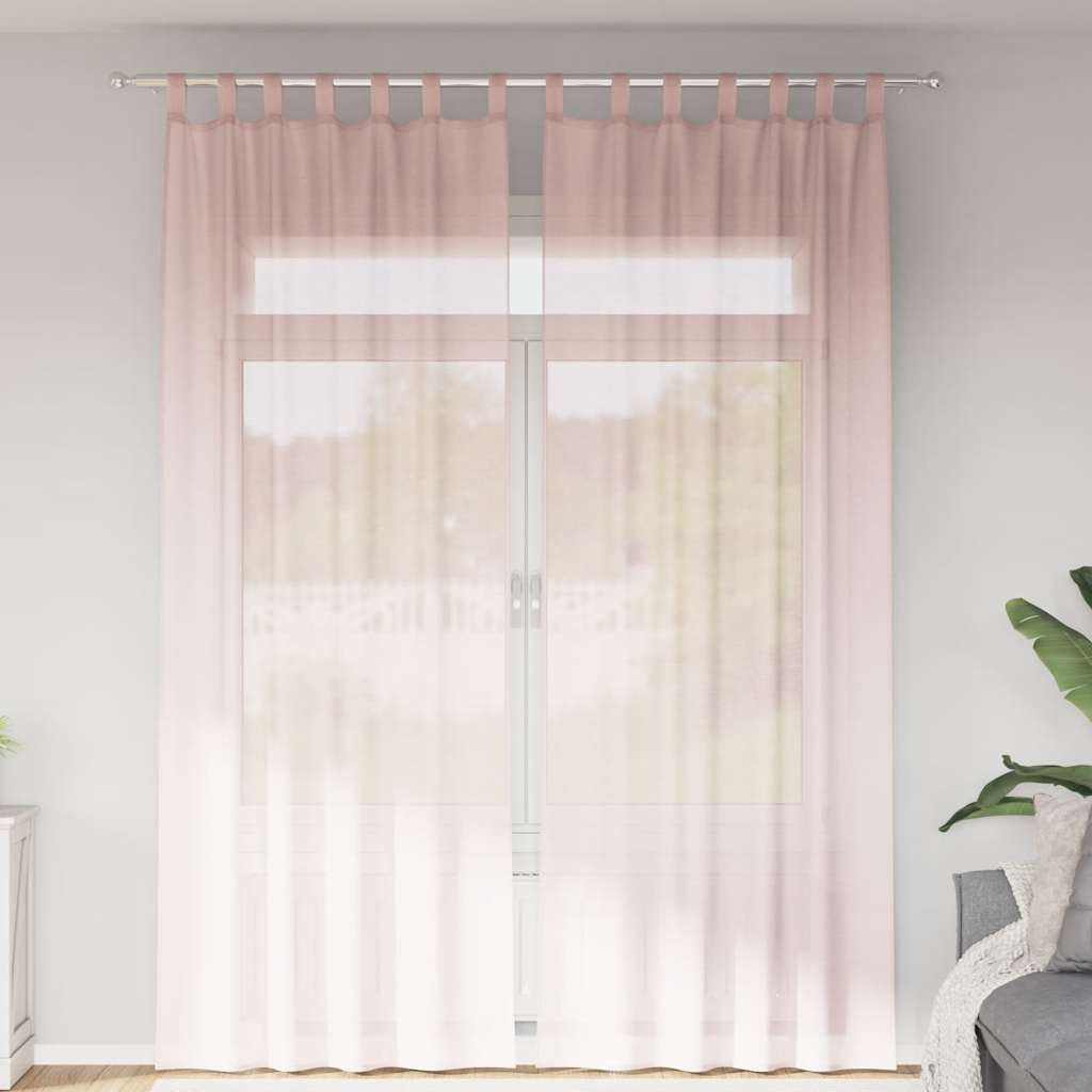 vidaXL Voile Vorhänge mit Stangentaschen 2 Stk. Hellrosa
