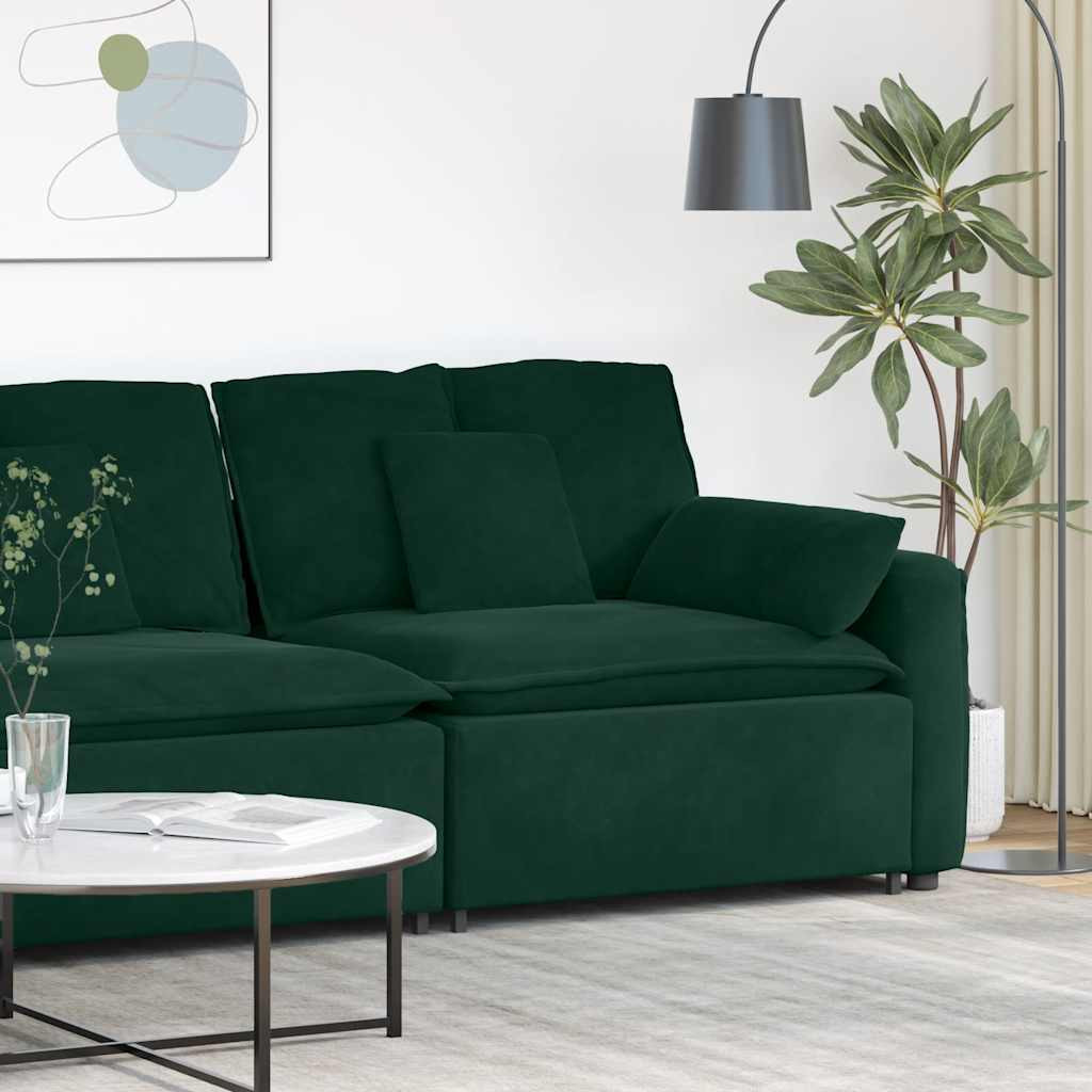 vidaXL Modulares Sofa Endmodul mit Armlehne Kissen Dunkelgrün 100 cm