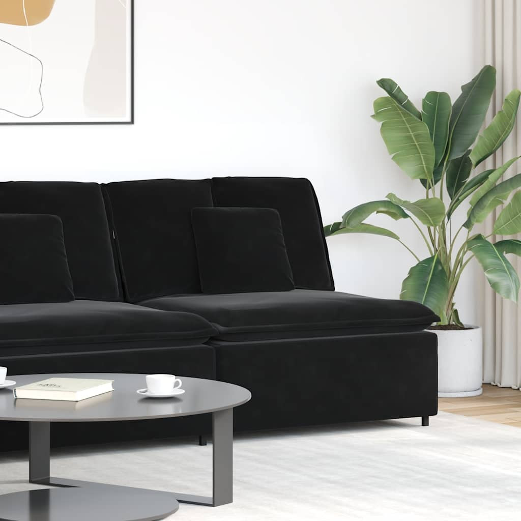 vidaXL Modulares Sofa Mittelmodul mit Kissen Schwarz 100 cm