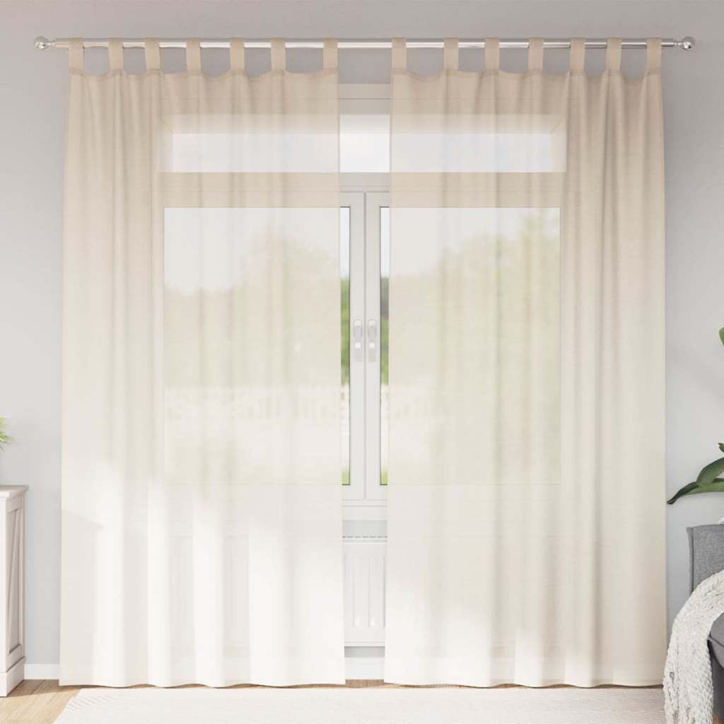 vidaXL Voile Vorhänge mit Lasche 2 Stk. Creme