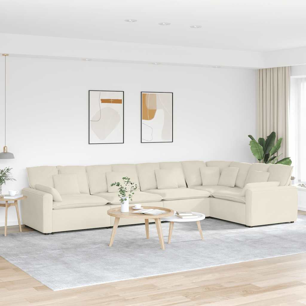 vidaXL Modulares Sofa mit Kissen Samt Cream