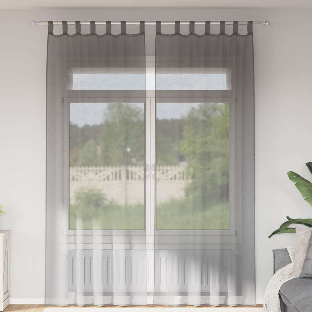 vidaXL Voile Vorhänge mit Schlaufen 2 Stk. Dunkelgrau 140x260 cm