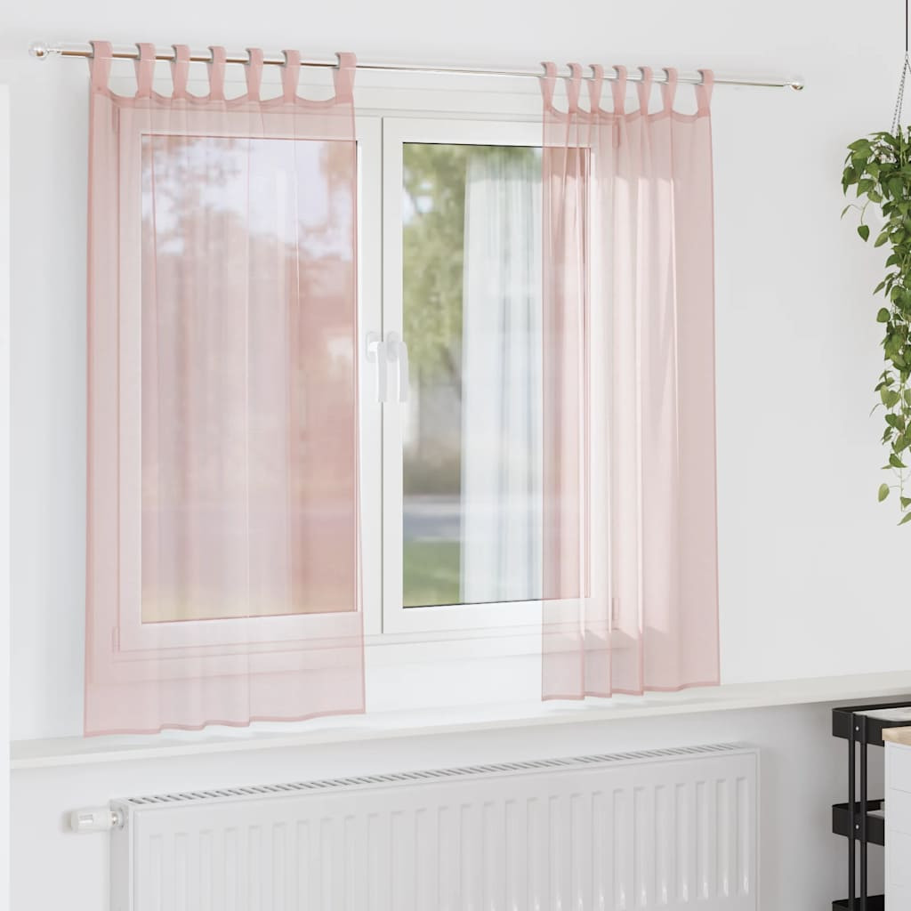 vidaXL Voile Vorhänge mit Schlaufen 2 Stk. Hellrosa 140x175 cm