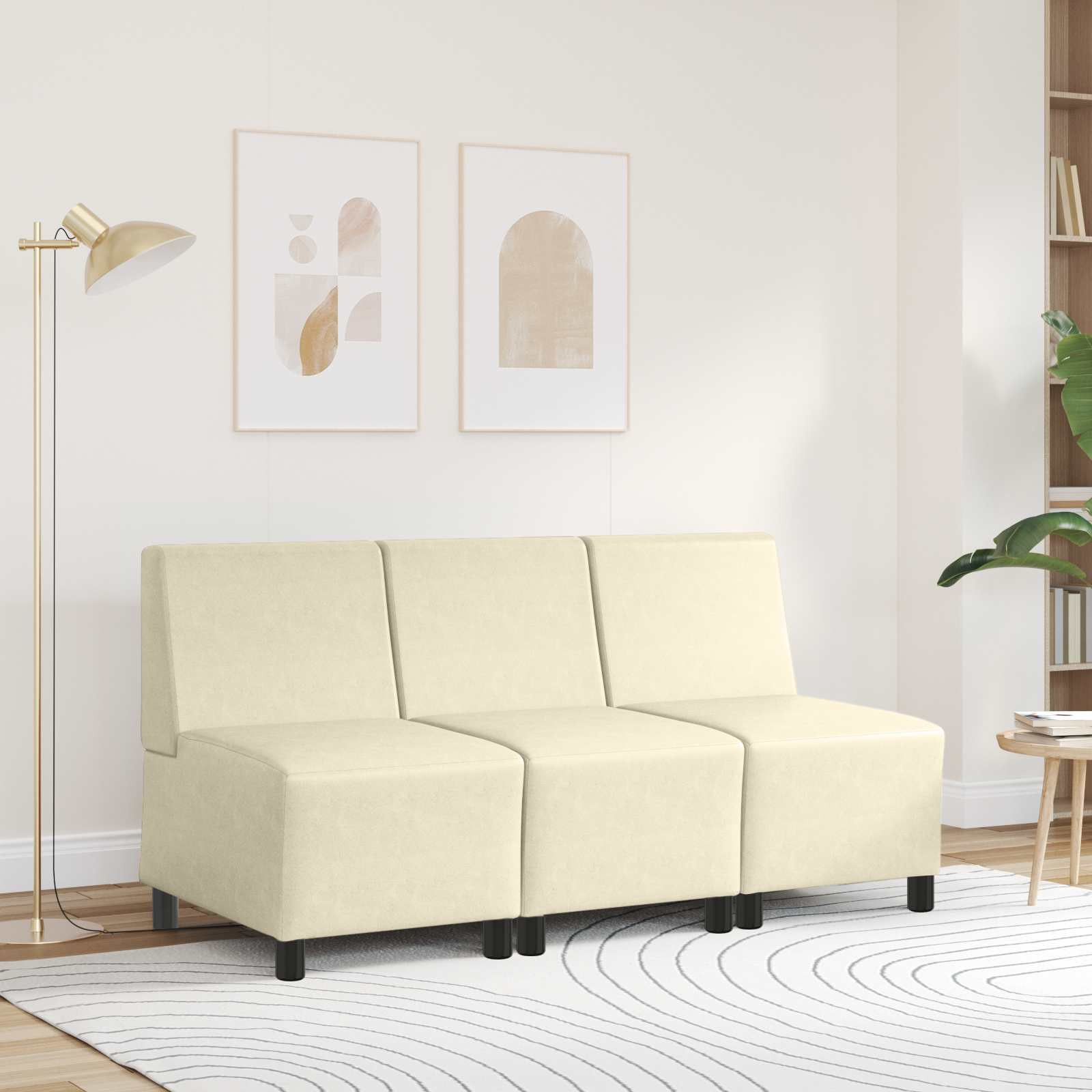 vidaXL Modulares Armfreies Sofa Creme 55 x 74 x 82 cm Kunstleder