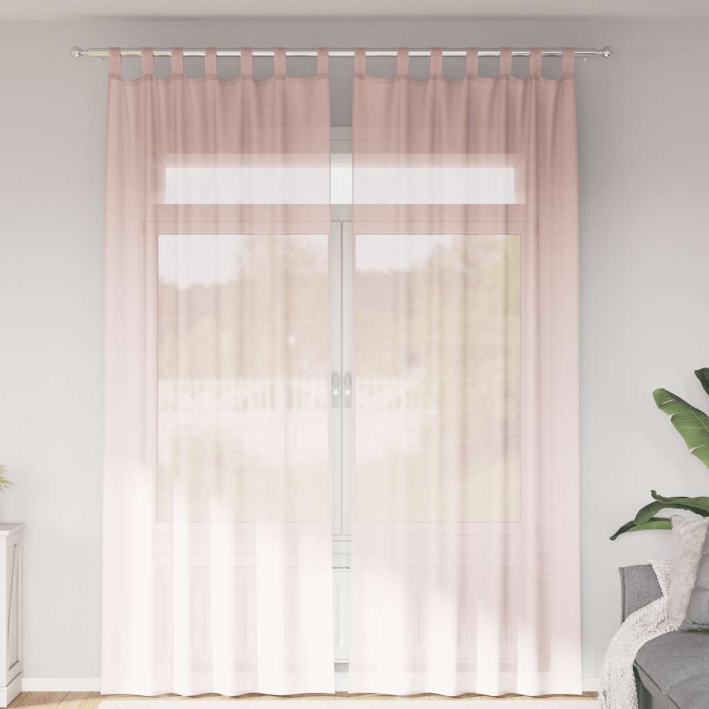 vidaXL Voile Vorhänge mit Schlaufen 2 Stk. Hellrosa 140x260 cm