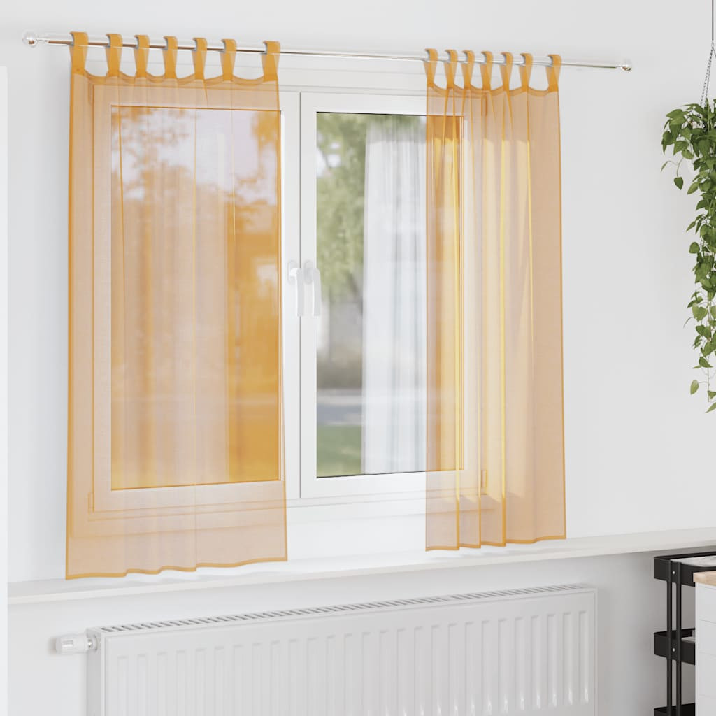 vidaXL Voile Vorhänge mit Schlaufen 2 Stk. Orange 140x175 cm