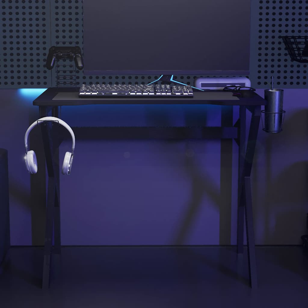 vidaXL Gaming-Schreibtisch mit K-Gestell Schwarz 90x60x75 cm