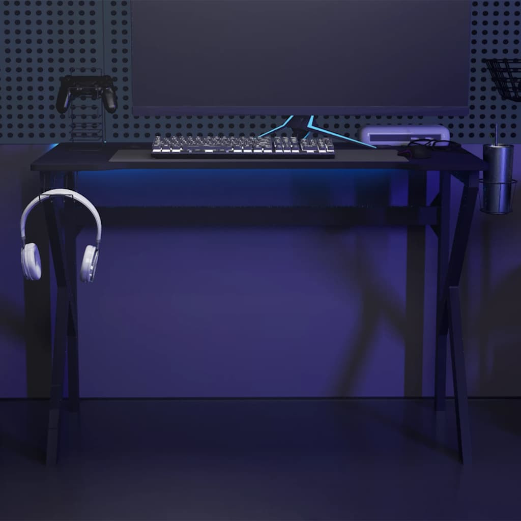 vidaXL Gaming-Schreibtisch mit K-Gestell Schwarz und Rot 110x60x75 cm
