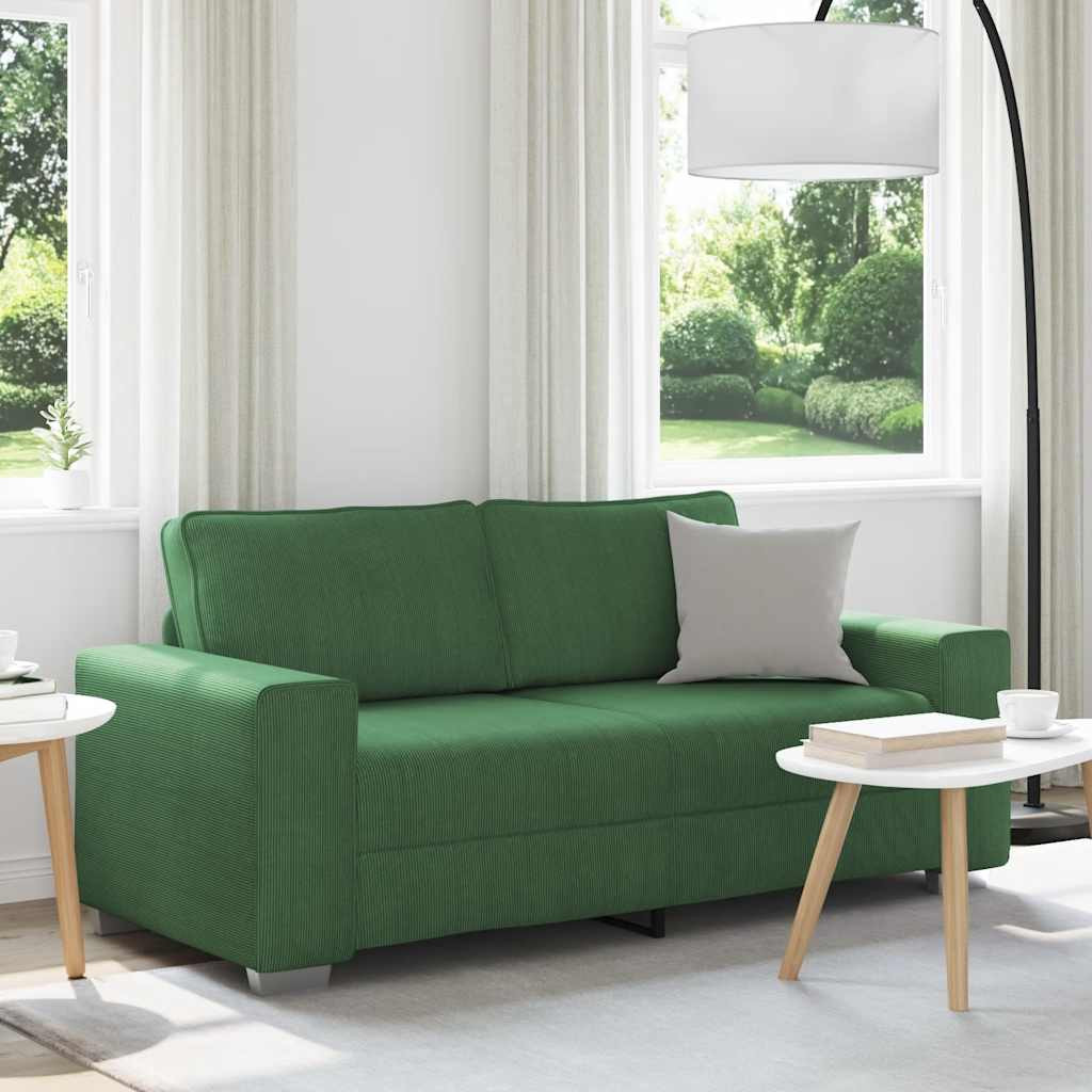 vidaXL Zweisitzer-Sofa Dunkelgrün 180x77x82 cm Cordstoff