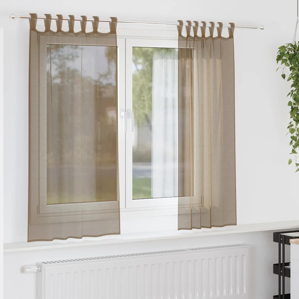 vidaXL Voile Vorhänge mit Schlaufen 2 Stk. Hellbraun 140x140 cm