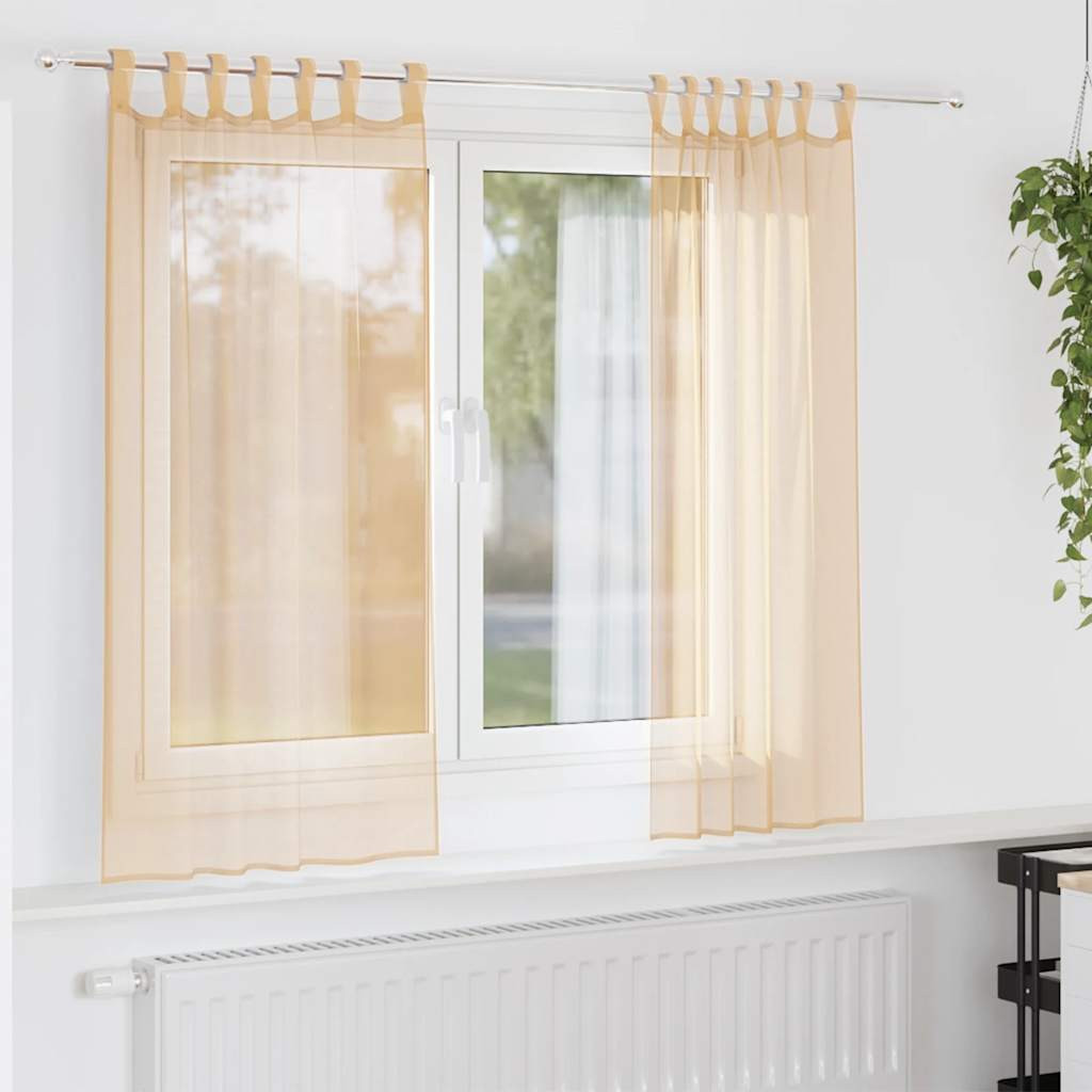 vidaXL Voile Vorhänge mit Schlaufen 2 Stk. Sandfarbe 140x175 cm