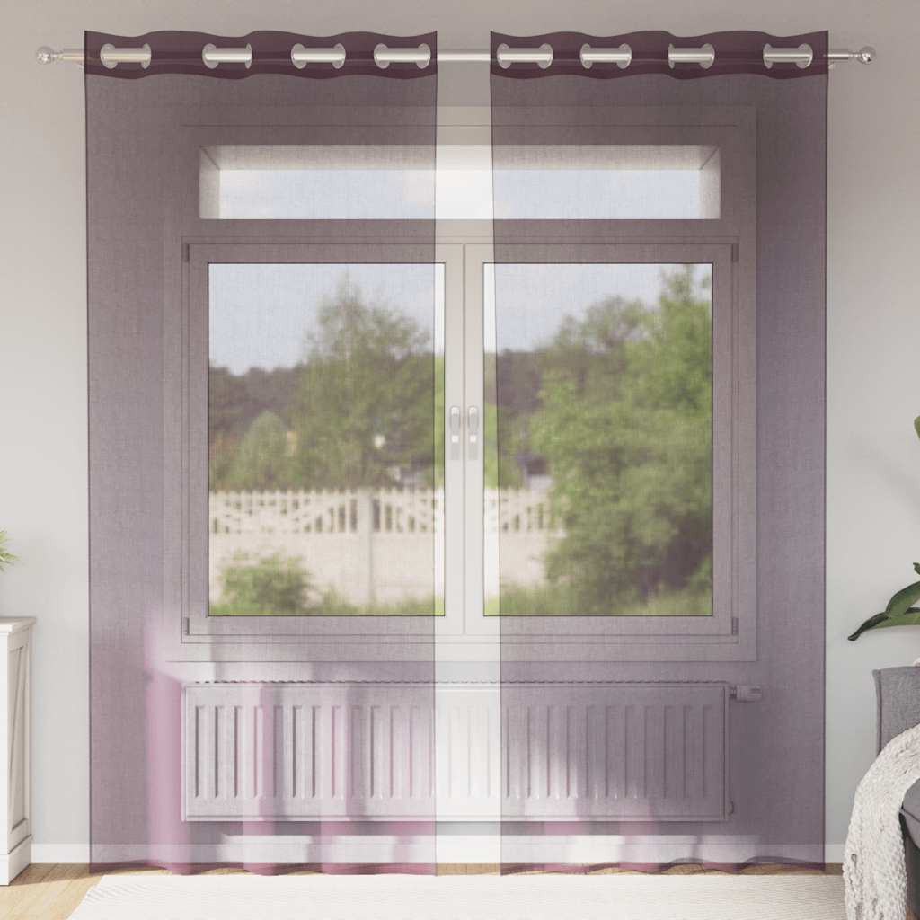 vidaXL Voile Vorhänge mit Ösen 2 Stk. Lila 140x245 cm