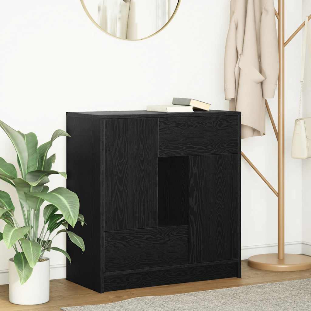 vidaXL Sideboard mit Schubladen und Türen Schwarz Eichen-Optik