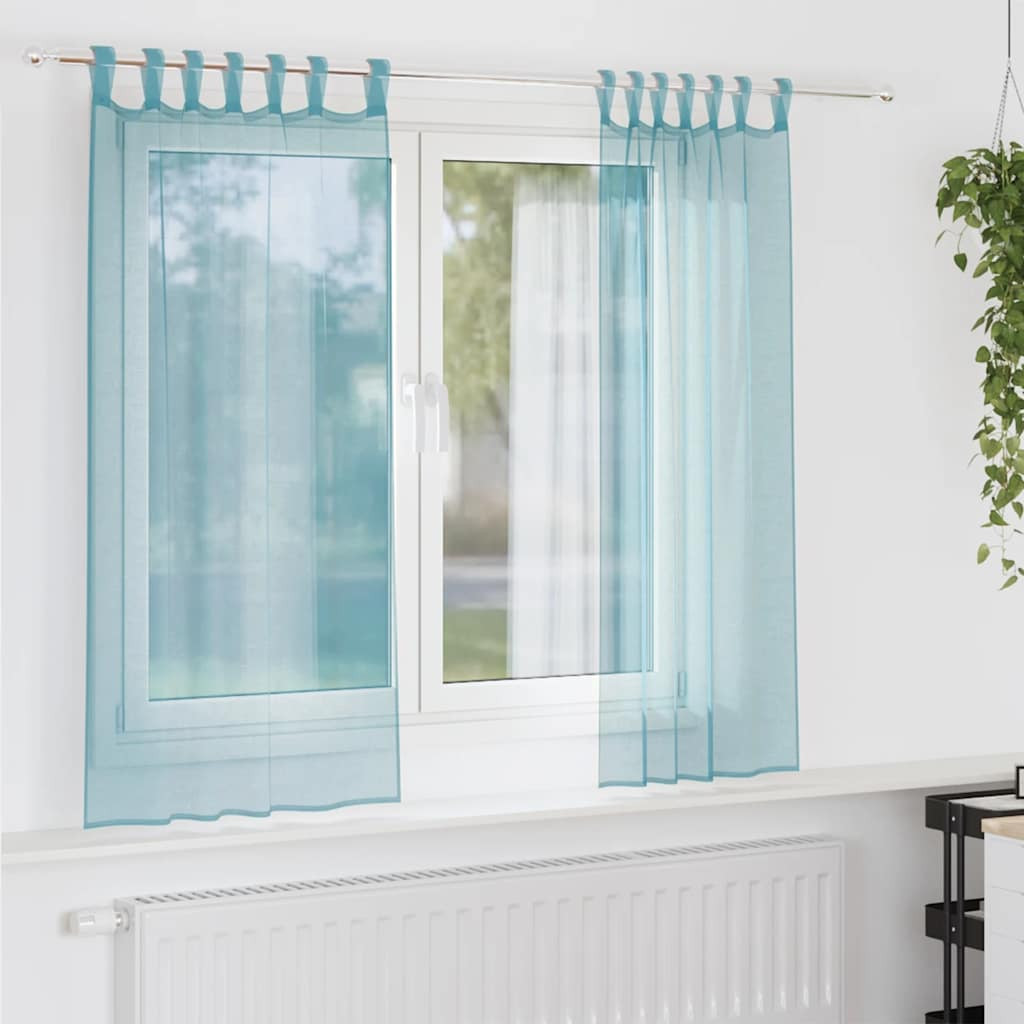 vidaXL Voile Vorhänge mit Schlaufen 2 Stk. Türkis 140x140 cm