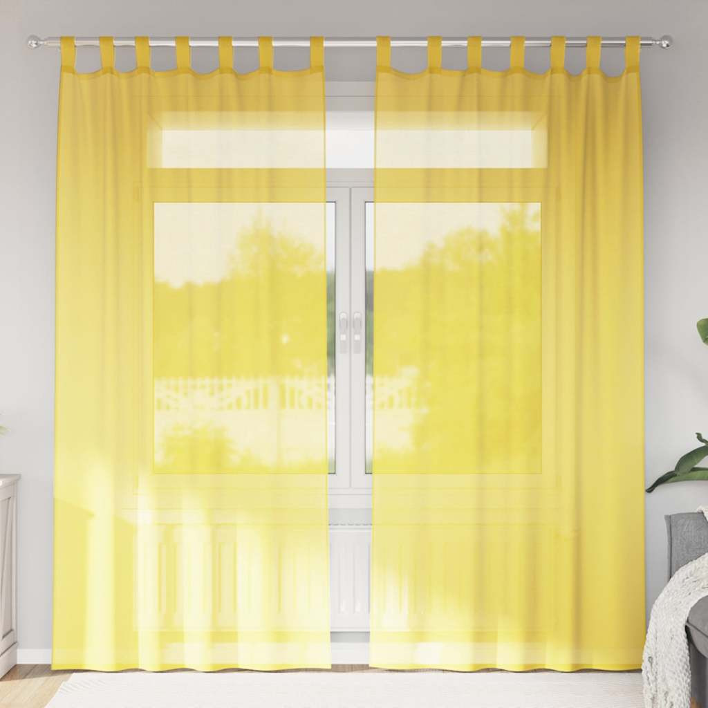 vidaXL Voile Vorhänge mit Schlaufen 2 Stk. Gelb 140x225 cm