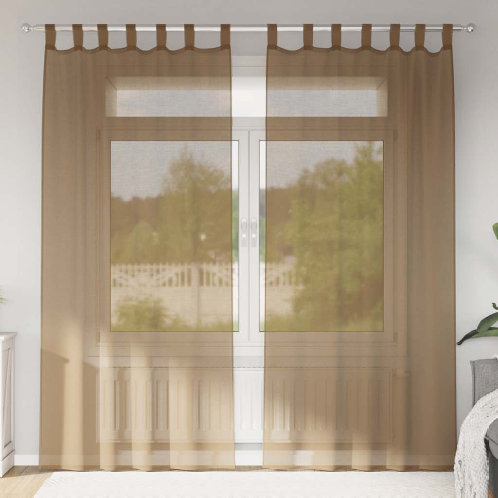 vidaXL Voile Vorhänge mit Schlaufen 2 Stk. Hellbraun 140x225 cm