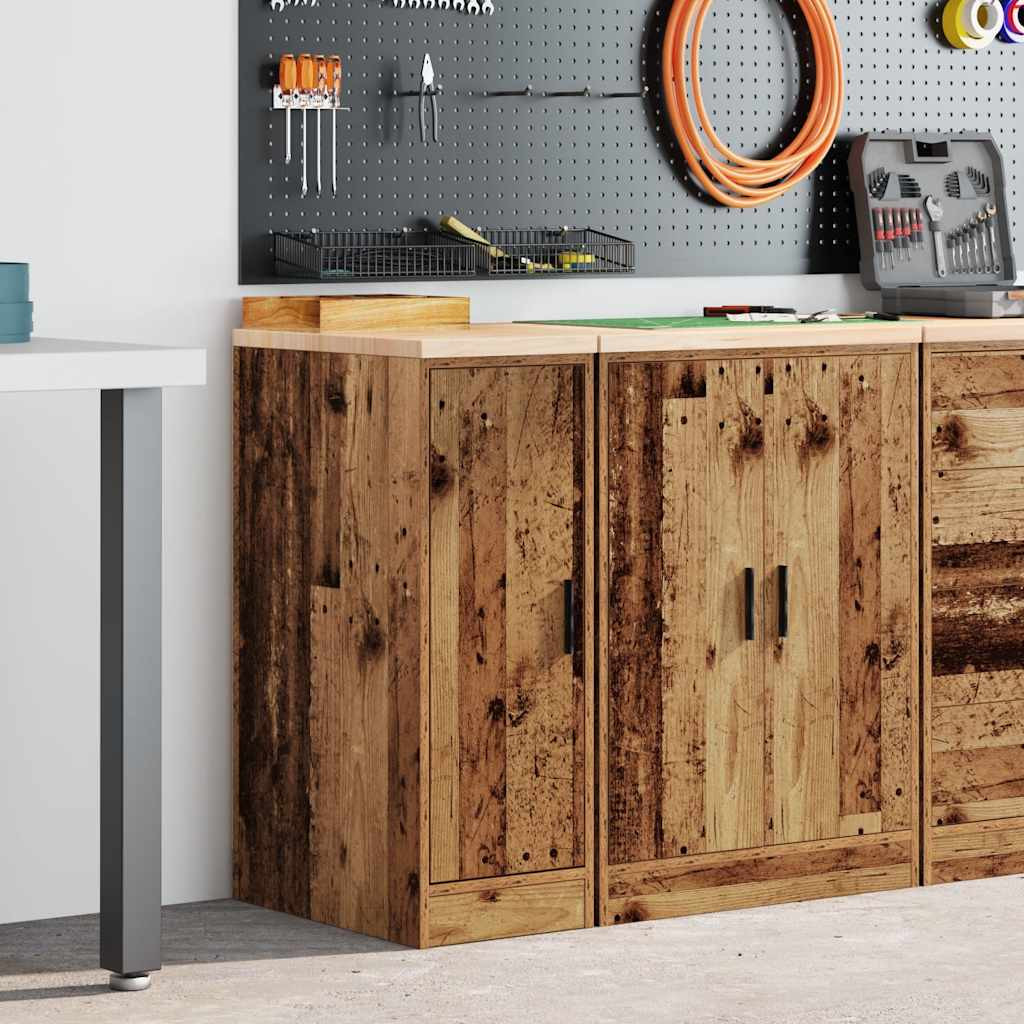 vidaXL Garagen-Aufbewahrungsschrank Altholz-Optik Massivholz Kiefer