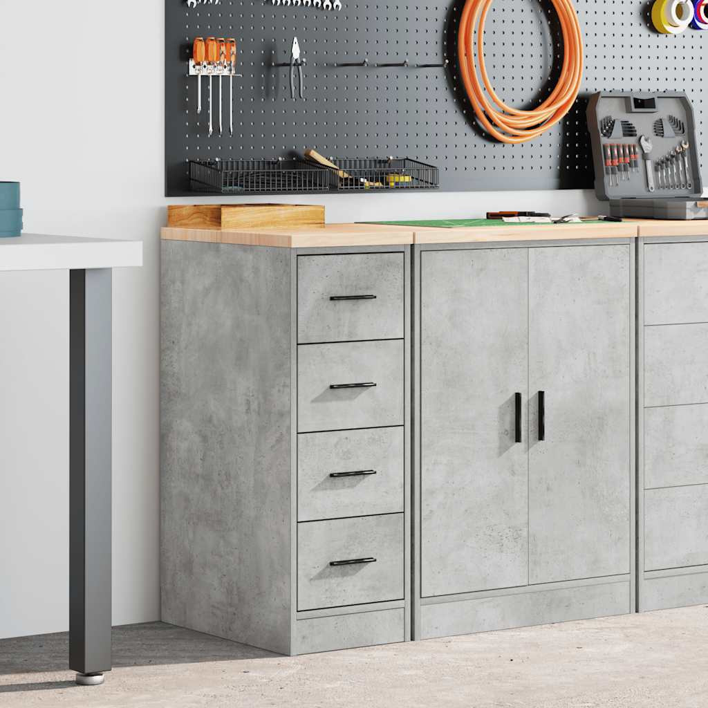vidaXL Garagen-Aufbewahrungsschrank Betongrau Massivholz Kiefer