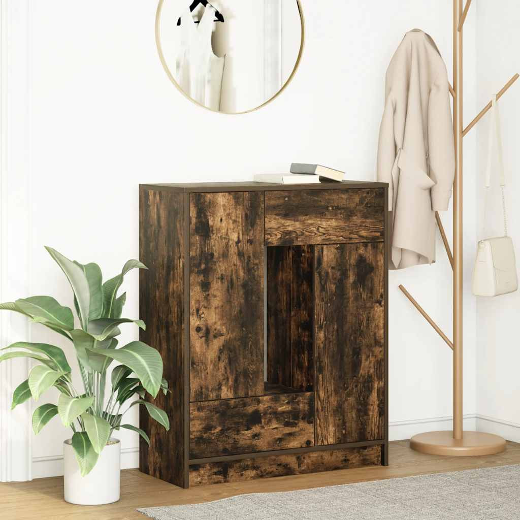 vidaXL Sideboard mit Schubladen und Türen Räuchereiche 73x31x90 cm
