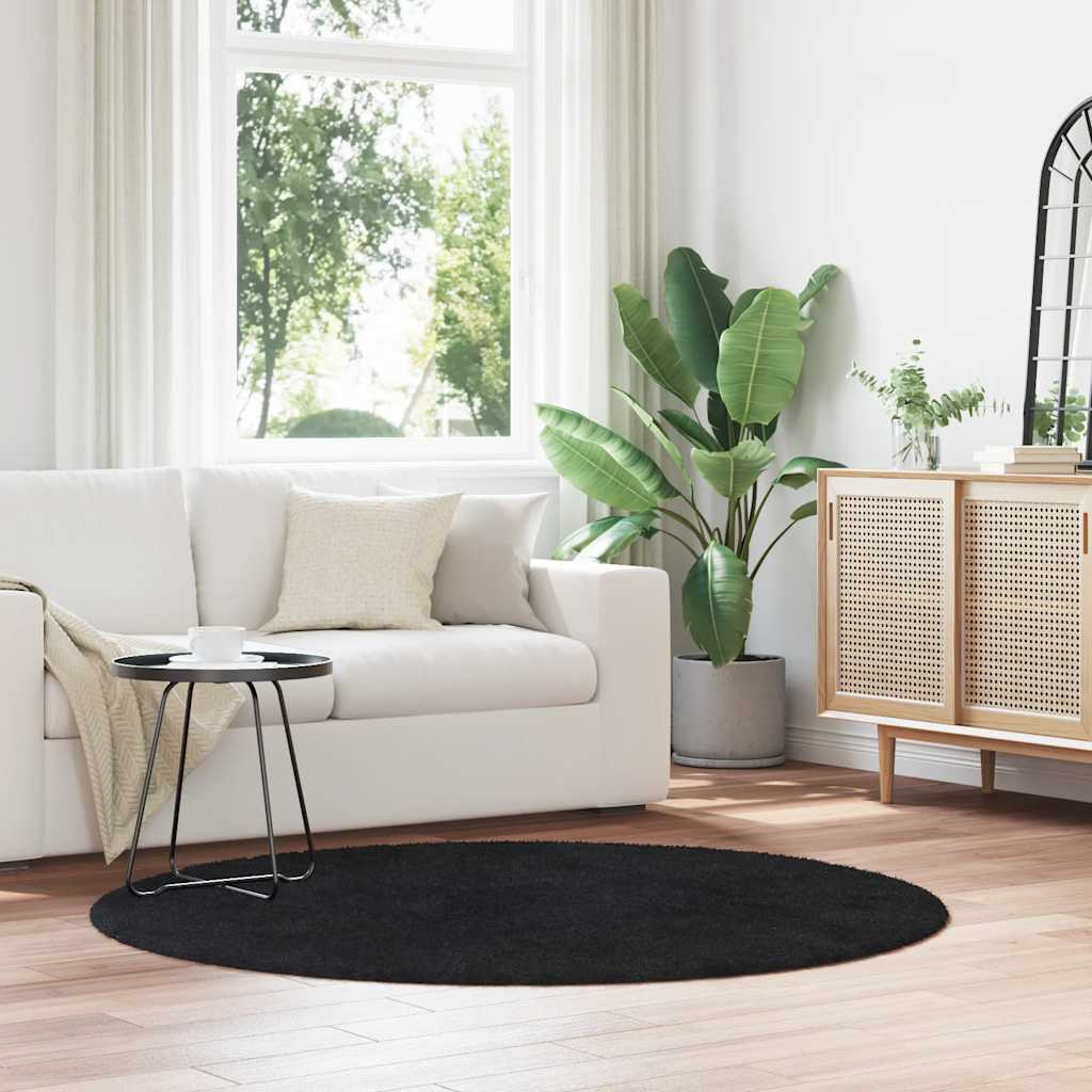 vidaXL Teppich Shaggy Hochflor NAVARRA Schwarz 160x160 cm Polyester