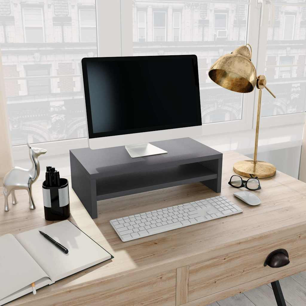 vidaXL Monitorständer Grau 42x24x13 cm Holzwerkstoff