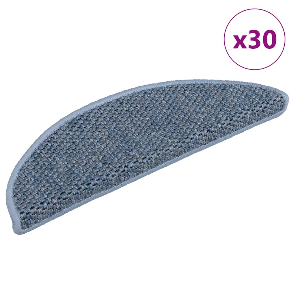 vidaXL Stufenmatten Selbstklebend Sisal-Optik 30Stk. 56x17x3cm Blau