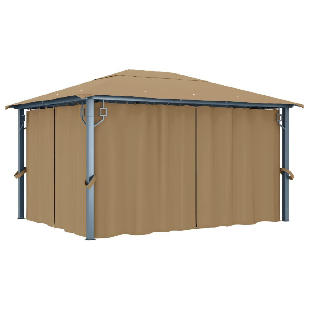 vidaXL Pavillon mit Vorhang 400x300 cm Taupe Aluminium