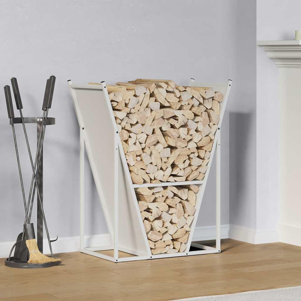 vidaXL Brennholzregal Weiß 69,5x35x81 cm Kaltgewalzter Stahl