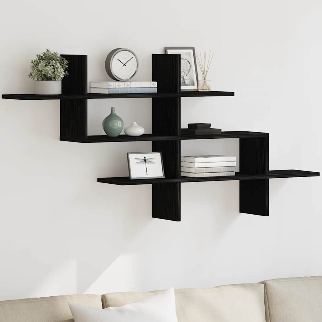 vidaXL Wandregal Schwarz Eichen-Optik 124,5x18x60,5 cm Holzwerkstoff