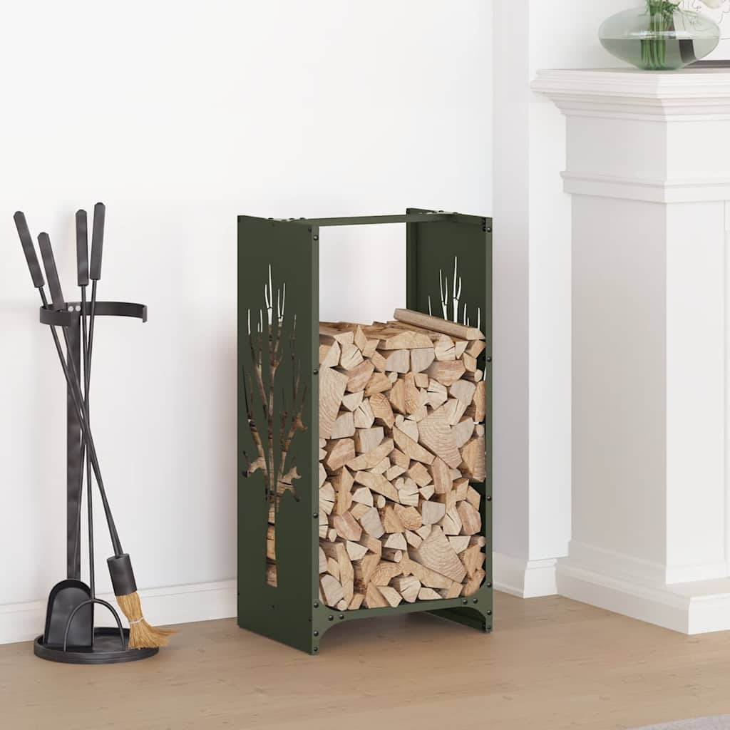 vidaXL Brennholzregal Olivgrün 40x30x80 cm Kaltgewalzter Stahl